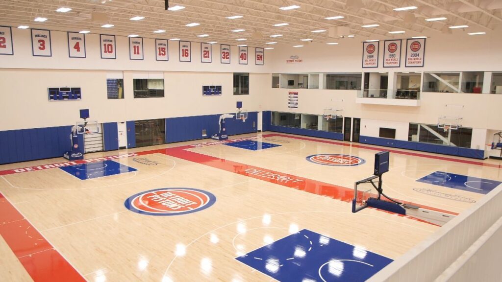 Zenith multi-stage resilient sports flooring - Detroit Pistons training center