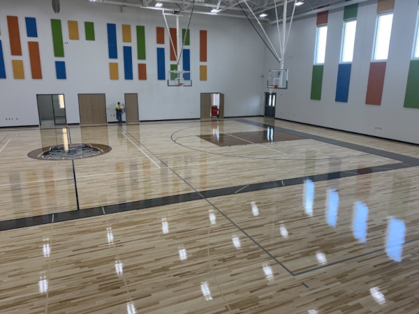 hardwood basketball court