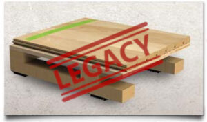 cutaway image of a hardwood sports court showing the various components that make up the TAC 1a, A Floating Sport Floor System