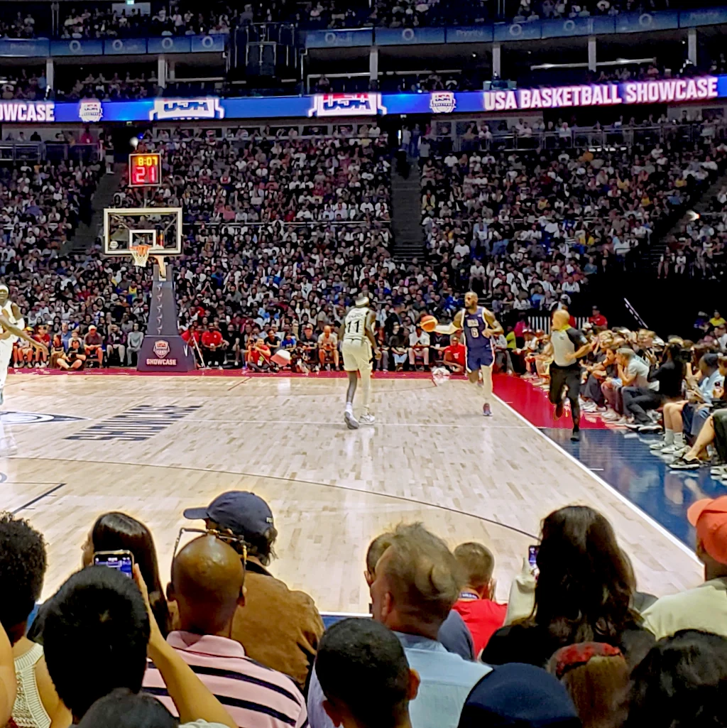 USA Basketball Showcase Floor London England -Floor level shot from corner